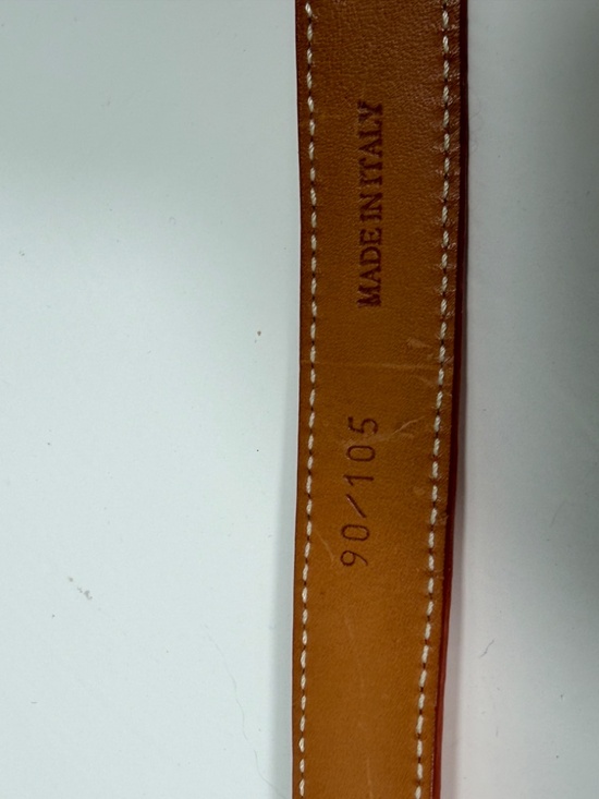 Paola Bentiui Genuine Crocodile Belt Orange Italy Gold Buckle 41\